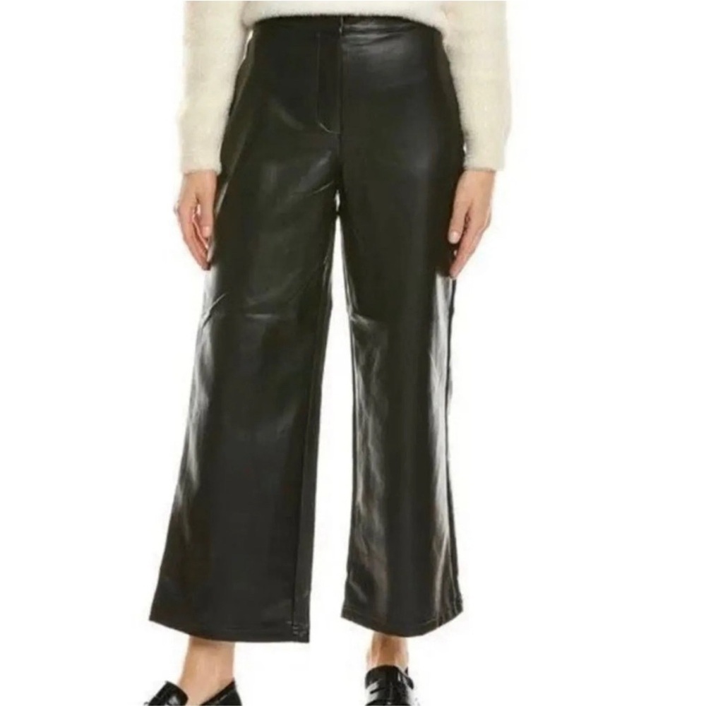 NEW Bagatelle Wide Leg High Rise Cropped Faux Leather Solid Black Pants XL